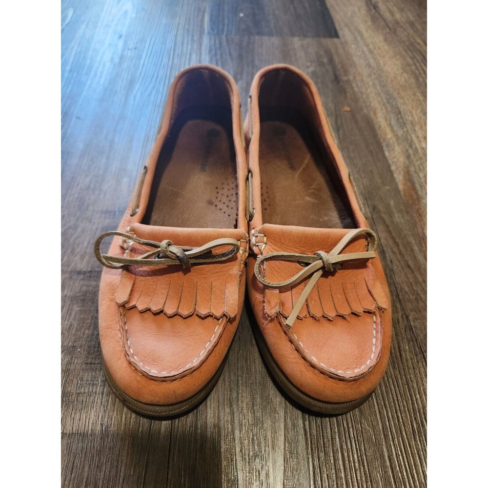 Eric Michael Shoes Womens 37 Moc Loafers Slip On Flats Orange Leather Casual